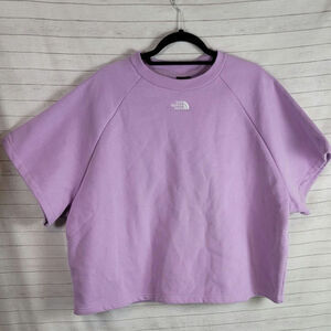 THE NORTH FACE FELTED FLEECE SHORT SLEEVE CREW CROP IN LUPINE, SZ XL